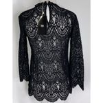 ZARA  Black Long Sleeve Lace Overlay Casual Cocktail Snug Fit Top S NWT Photo 7