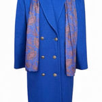 Jofeld Vintage Wool Trench Coat Long Overcoat w/scarf USA M Medium S Small Blue Photo 0