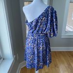 Nine West Purple Leopard Print One Shoulder Belted Dress Size Large Photo 3