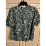 Wonderly  Women's XL Blue Floral Print‎ Short Sleeve Button Up Blouse Top Photo 3