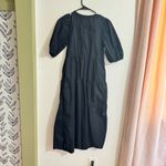 Old Navy  Poplin Midi Dress Black Tiered Puff Sleeves Cotton Popover S Photo 6