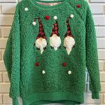 Poof New York Women's Small Green Gnome Merry Christmas Fuzzy Holiday Sweater Photo 2