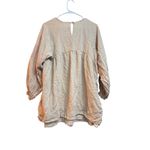 Mable Linen Pintuck Long Sleeve Babydoll Dress in beige Size S Tan Photo 2