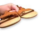 Maurice's Brown Faux Leather Lace Up Tassel Pom Pom Flat Sandals Sz 8 Photo 3