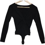 Abercrombie & Fitch Womens Black Cotton Long Sleeve V-Neck Bodysuit Size Small S Photo 0