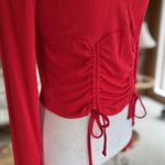 Love Charm Red High Neck Cutout Ruched Drawstring Crop Top L (Jrs) S (Ladies) Photo 8