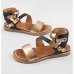 Diba True  Black Gold Fair Enough Leather Ankle Strap Sandals Size 8 Photo 0