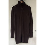 Old Navy VTG Brown Ribbed Zip Up Sweater Women’s Medium Wool Blend Mock Neck Photo 2