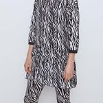 ZARA ZEBRA ANIMAL PRINT LONG SLEEVE A-Line DRESS BLACK/WHITE COLOR SIZE XS NEW. Photo 5