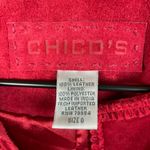 Chico's Vintage  Red Suede Leather Embroidered Jacket Size Small Western Cowgirl Photo 2