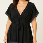 Topshop  Black Crochet‎ Lace Trim Kaftan Swim Cover Up Beach Resort Wear Medium Photo 0