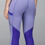 Lululemon Run For Fun Crop Wee Stripe Bruised Berry Purple Crop Pants Size 8 Photo 1