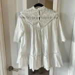 Zimmermann 725  White Cotton Broderie Anglaise Lace Cut Out Smocked Top Size 1 Photo 8