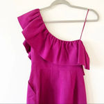 Rebecca Taylor  One Shoulder Dress Size 0 Silk Blend Spring Magenta Pantone Party Photo 4