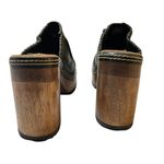 Candie's ⭐️ Vintage Candie’s Black Leather Clogs Made in Brazil - Y2K Chunky Wooden Heels Photo 2