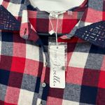 Simply Noelle  size L XL‎ 12-14 red blue white long sleeve button up flannel top Photo 4