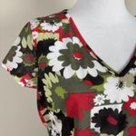 Y2K Faith Love Passion Top Womens Large Floral Retro Sheer Short Sleeve V Photo 2