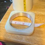 Liz Claiborne Vintage Acrylic Ivory Square Bangle Photo 7