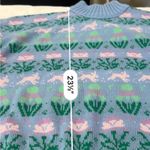 Pierre Cardin VINTAGE 80’s Blue and Green Bunny print Mock Neck Sweater Size XL Photo 8