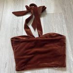 Verge Girl  Halter Tank Top velvet crop womens Brown (size 6) party vacation Photo 3