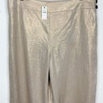 Talbots  Womens Linen Cropped Wide Leg Pants Gold Flat Front Side Zip Size 12P Photo 6