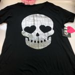 Wildfox Black & Silver Skull Short Sleeved Tee Photo 1