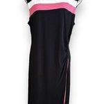 Connected Apparel Midi Black Cap Sleeve Stretch Dress White Peek-a-boo Pink 16 Photo 0