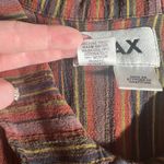 Flax Shirt Womens Large Multicolor Striped Button Up Long Sleeve Pleated Cotton Photo 8