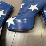Blue platform ankle boots with white stars wonderwoman go go women’s size 8 Photo 14