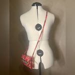 Maggi B Womens Quilted Floral 100% Cotton MultiPocket Wallet Crossbody/Purse Bag Red Photo 2