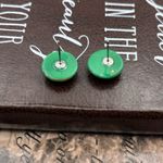 Vintage Cloisonné Style Floral Enamel Stud Earrings Gold Photo 2