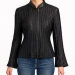 Sandra Darren  Jacket Black Sheer Bell Sleeve Whimsygoth Y2K Black‎ 10 Petite Photo 0