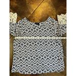 A Byer A. Byer Women’s Geometric Blouse Lace Sleeves Size M Photo 9