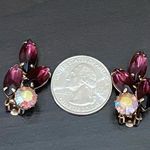 Vintage Unsigned Juliana Amethyst Purple Rhinestones Climber Clip On Earrings Photo 7