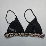 Black Animal Print Pull On Swim Sports Bra Beach Bralette Bikini Top L Large Photo 2