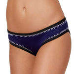 Bar III  Whip It Good Stitched Bikini Bottom Medium Blue Black NWT Photo 0