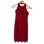 House Of CB Mialy Lace Halter Dress Women’s Size Medium Red Sleeveless Mini Photo 3