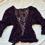 Beautiful purple plum silver sequin floral lace wrap top / cardigan Size undefined Photo 0