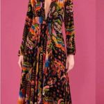 Farm Rio  Macaw Island Printed Maxi Dress Tropical Vacation XS Black Photo 5