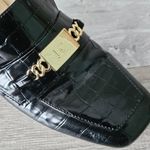 Liz Claiborne Black Croc Embossed Block Chunky Heel Loafer Gold Womens Size 8 Photo 5