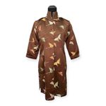 Connie Roberson | Small | Silk Jacquard Butterfly 3/4 Sleeve Button Down Kimono Brown Photo 2