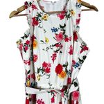 Gal Meets Glam Beverly Jumpsuit Womens 4 White 100% Cotton Belted Ruffle Floral Photo 3