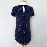 Parker Little Black Sequin Beaded Short Sleeve Dress Size S Photo 2