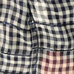 ZARA Navy Blue White Gingham Sequin Flutter Sleeve Sheer Peplum Blouse size M Photo 6