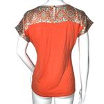 The Limited The‎  Women’s Blouse Orange Geometric Pattern Short Sleeve Crew Neck Photo 3