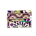 Vera Bradley Plum Crazy Euro Wallet Quilted Floral Purple Cream Bohemian Photo 6