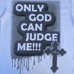 Only Vintage God Can Judge Me White Graphic T-shirt Photo 2