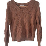 Moon & Madison Women's XS Mauve Pink Tan Knit V Neck Sweater Coquette Preppy Photo 0