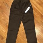 New Lumiere Chocolate Brown and Navy Blue Pinstriped Dress Pants Photo 4