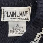 Vintage 80s Black Knit Sweater Dress Chain Beaded Multicolor Jewel Detail Medium Photo 8